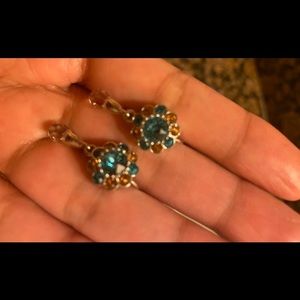 Miu Miu brown and blue crystal earings